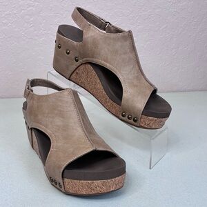 Corkys Footwear Wedge Sandals Womens 7 Carley Style Smooth Studded Hook & Loop